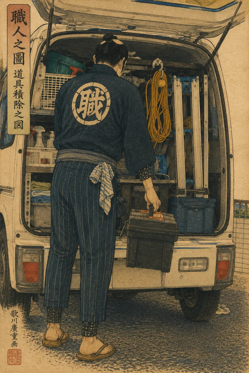 便利屋事業者様向けを描いた浮世絵風イラスト