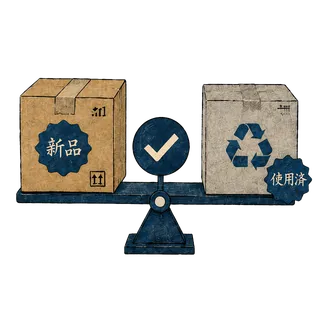新品・中古品の調達相談を表すイラストアイコン